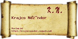 Krajcs Nándor névjegykártya